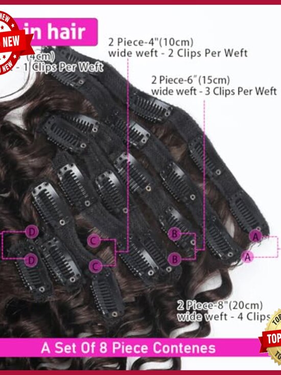20 Inch Brazilian Remy Human Hair Clip In Extensions 120g 8 Piece Set
